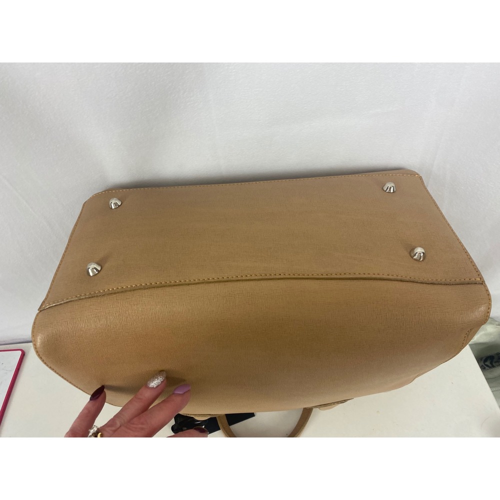Laura Di Maggio Cappuccino Leather Satchel Crossbody Bag New zipper Minimalist, - Picture 4 of 7
